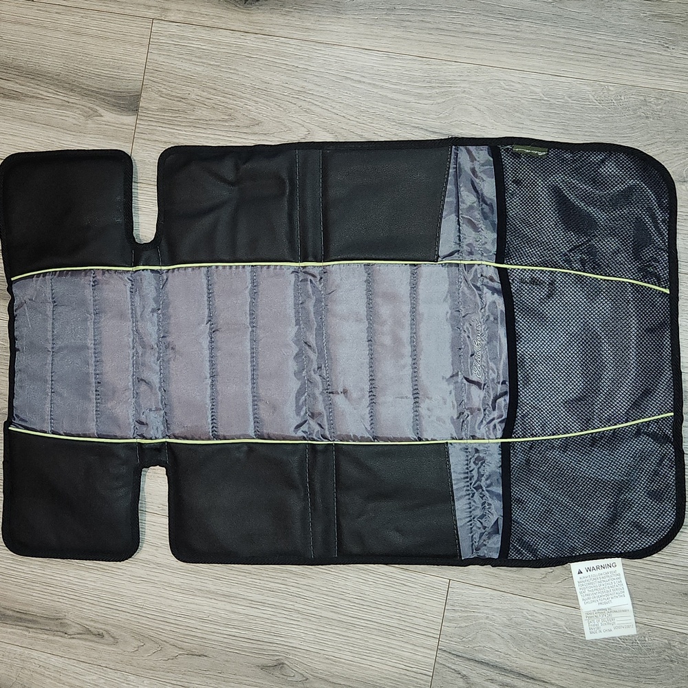 Eddie Bauer Black Grey Padded Car Seat Protector With Storage Pockets